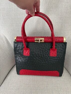 Vintage Giada Pelle Red and Black Structured Ostrich Embossed Texture Y2K